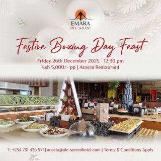 Boxing Day was made for good food and great moments. Join us at Acacia Restaurant for a festive feast that keeps the Christmas magic flowing.

To reserve your Boxing Day table, call +254 731 436 571.

#EmaraOleSereni #BoxingDayFeast #BestHotelInNairobi