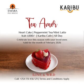 Love is best served sweet. Tea Amor at Karibu Café invites you to slow down this Valentine’s with heart-shaped treats, comforting sips, and moments made to be shared. Valid all month long.

To reserve a table, call +254 731 436571. 

#EmaraOleSereni #TeaAmor #KaribuCafe