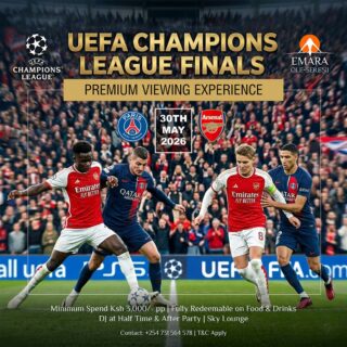 Football’s biggest night deserves a premium stage! Join us for an electrifying UEFA Champions League Final showdown as PSG take on Arsenal in one of the most anticipated clashes in recent history. 

To reserve a table, call +254 731 564578.

#EmaraOleSereni #SkyLounge #UCLFinal
