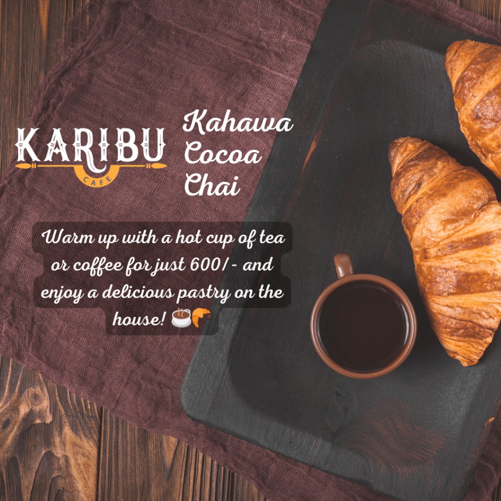 Warm up at Karibu Cafe with a hot cup of coffee,  soothing herbal tea or our new beverage creations Ksh. 600/- and enjoy a delightful pastry of choice on the house. 

To reserve a table, call +254 731 436571.

#EmaraOleSereni #KaribuCafe #BestHotelInNairobi