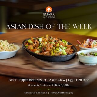 This week, take your taste buds on a journey to Asia. Our Asian Dish of the Week brings together a sizzling Black Pepper Beef Sizzler paired with Egg Fried Rice, a bold and flavorful pairing made for those who love their meals with a little heat and a lot of character.

To reserve a table, call +254 731 436571.

#EmaraOleSereni #AcaciaRestaurant #BestHotelInNairobi