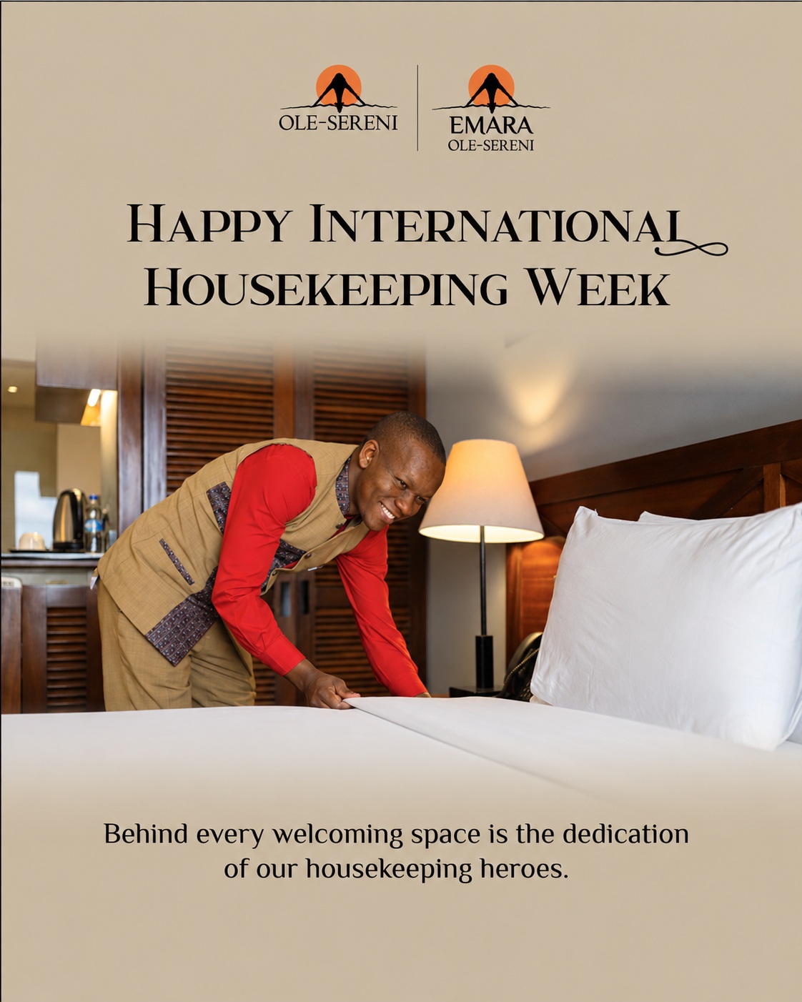 Behind every perfectly made bed and spotless room is a story of care you may never see, this week, we celebrate the hands that make Ole-Sereni Hotels feel like home. 
Happy International Housekeeping Week to our incredible Housekeeping team! 🧡

#internationalhousekeepingweek #oleserenihotels